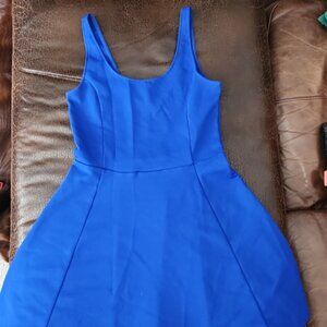 blue fit and flare short dress